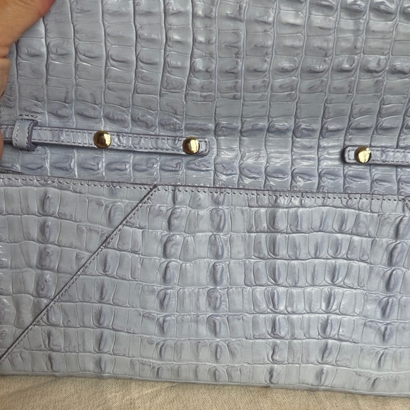 Brahmin Light Gray Croc-Embossed Clutch - Picture 9 of 12